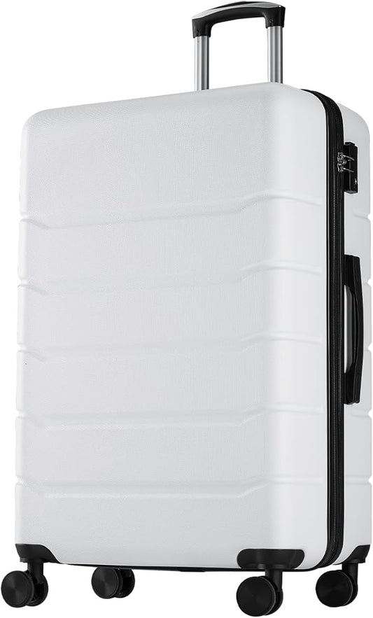 Sweetcrispy Carry on Luggage, Hard Shell ABS Suitcase with Double Spinner Wheels, Lightweight Expandable Rolling Suit Case with TSA Lock, 21 Inch Milky-White
