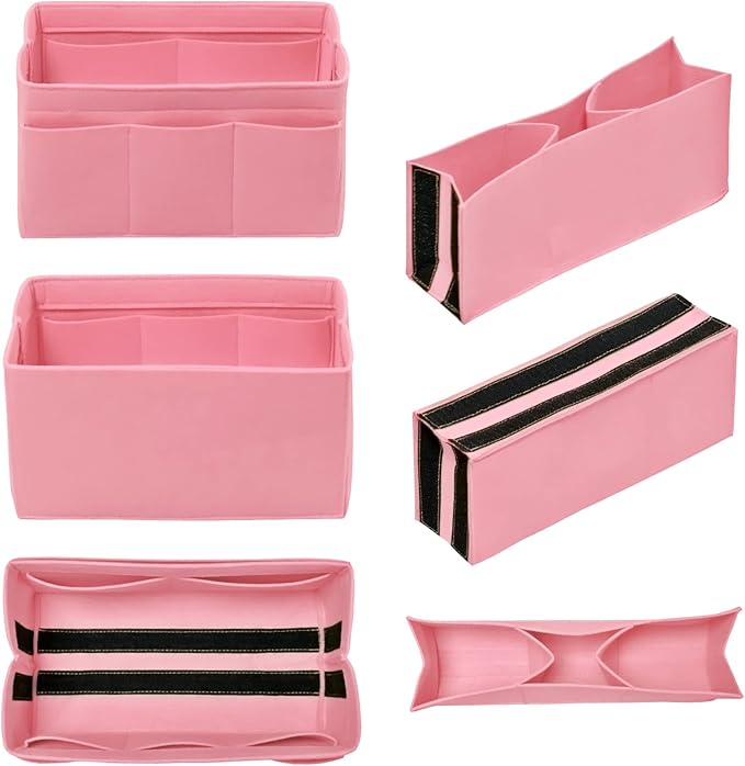 DailyPlus Purse Organizer Insert Felt Bag Organizer Handbag Organizer Insert Bag In Bag Organizer for Tote Purse Bag 14 Pockets Pink Medium