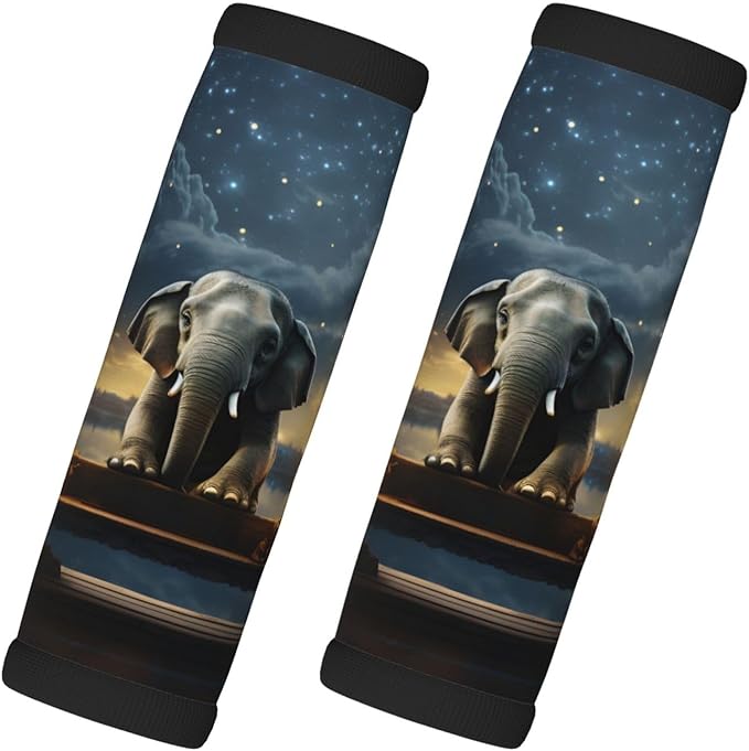 Luggage Handle Wraps Galaxy Sky Star Animal Elephant Luggage Identifiers Soft Neoprene Luggage Handle Wraps For Suitcase Trolley Handle Grip Cover 2 Pack Luggage Tags