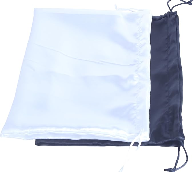 SANSAM Drawstring Satin Silk Dust Bag,4pcs Black and White 12''x16'' Dust Cover Storage Bags for Purses, Handbags, Travel Storage Pouch for Shoes, Boots