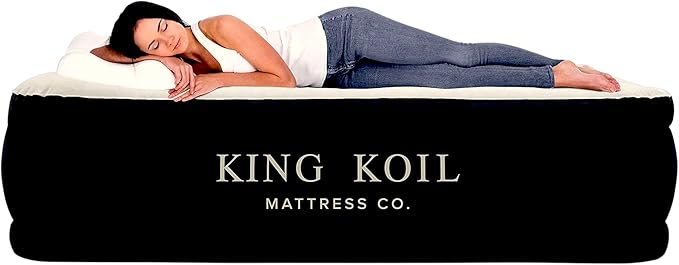 King Koil Premium California King Air Mattress with Built-in High-Speed Patented Pump for Home, Camping & Guests- Inflatable Double High Airbed Blow Up Bed, Waterproof, 1 Year Warranty