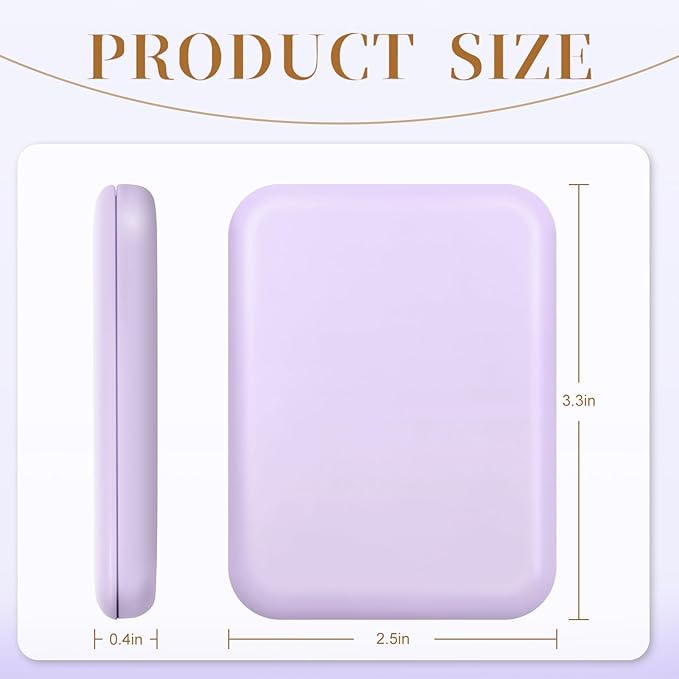 Kakuje Compact Mirror, 1X/3X Magnification LED Pocket Mirror with Nternal BIattery, Mini Mirror for Purse, Pocket,Travel and Present (Purple)