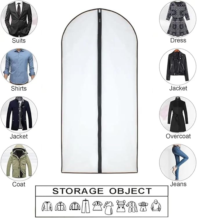 Garment Bags for Hanging Clothes 12 PCS Transparent Waterproof Dustproof Storage for Wardrobe Storage Suit Covers for Closet Clear Reuse Full Zipper for Costumes Suits Coats 24''x48''