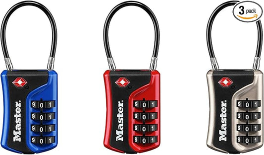 Master Lock Set Your Own Combination TSA Approved Luggage Lock, Colors May Vary; 3 pk; 4697EC3