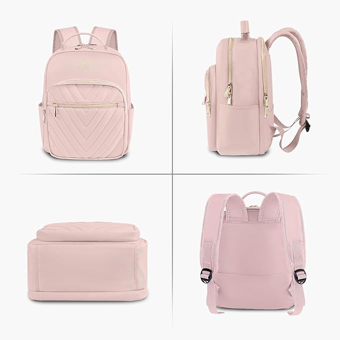 MATEIN Bowknot Cute Backpack Purse, Fashion Mini Shoulder Bag, Waterproof Lightweight Travel Daily Backpack College Handbag for Ladies Women, 2pcs Sets, Pink