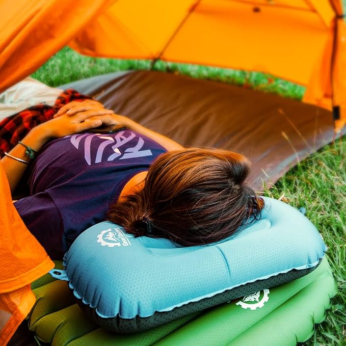 Gear Doctors 3.5oz Compact Ultralight Inflatable Camping Pillow —Inflatable Camp Pillow —Backpacking Pillows Ultralight—Camping Pillows for Sleeping, Hiking, Travel, Beach, Office, Neck, Lumper [Blue]