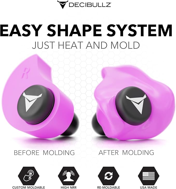 Decibullz - Custom Molded Earplugs, 31dB Highest NRR, Comfortable Hearing Protection for Shooting, Travel, Work and Concerts