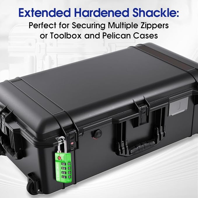 SURE LOCK TSA Approved 4-Digit Resettable Combination Luggage Locks with Open Alert, Easy-Read Dials - for Luggage, School Lockers, Gym, Office, Toolbox & Security Cases(Green 2 Pack)