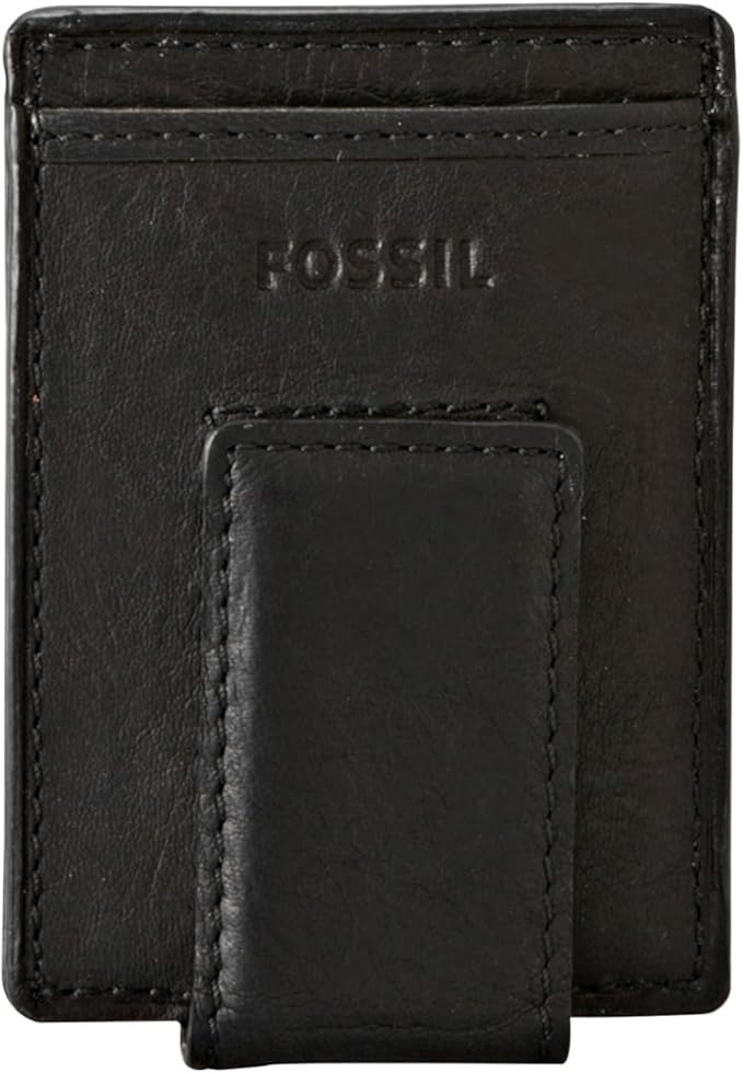 Fossil Men's Leather Minimalist Magnetic Card Case with Money Clip Front Pocket Wallet for Men