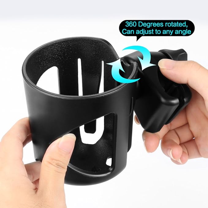 Accmor Universal Cup Holder with Hook, Stroller Cup Holder, 360° Rotatable Large Caliber Designed Bottle Holder for Stroller, Bike, Wheelchair, Walker, Scooter