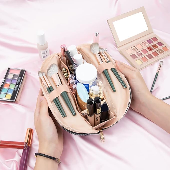 Ethereal Large Cosmetic Bag, Marble Black Travel Makeup Bag Waterproof Makeup Organizer Bag Portable Makeup Bag Purse Small Toiletry Bag for Women