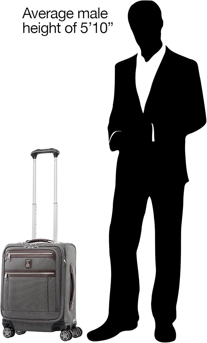 Travelpro Platinum Elite Softside Expandable Carry on Luggage, 8 Wheel Spinner Suitcase, USB Port, Men and Women, International, Vintage Grey, Carry On 19-Inch