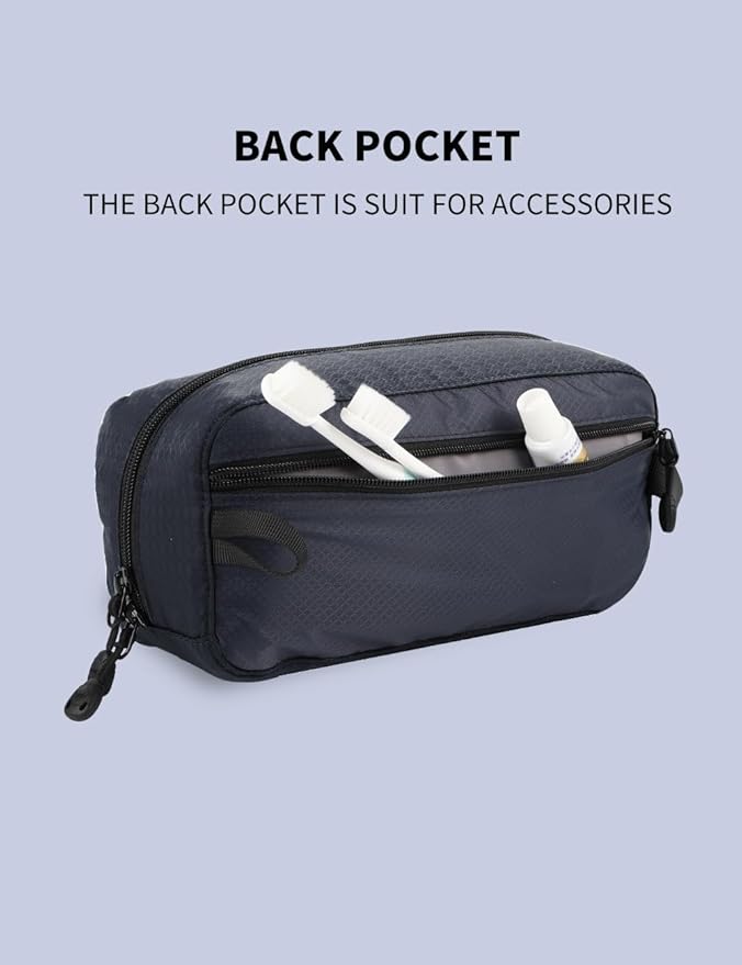 GOX Travel Small Toiletry Bag for Men Nylon Dopp Kit Medicine Bag Organizer Pouch Shave Kits for Teens Bathroom Compact Navy 9.8 * 4.3 * 3.3 Inches