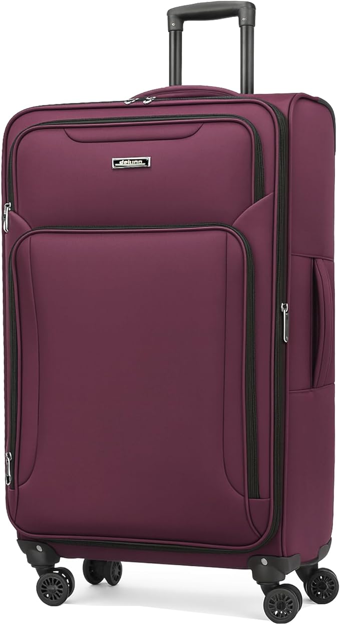 World Traveler Dejuno Jasper 24-Inch Lightweight Expandable Spinner Luggage - Burgundy