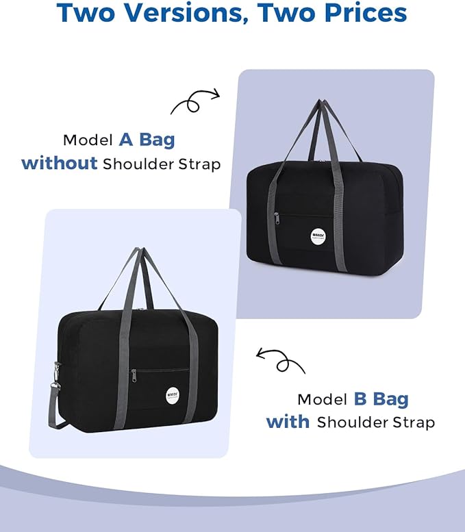 WANDF For Spirit Airlines Personal Item Bag 18x14x8 Travel Duffel Bag Underseat Foldable Carry-on Luggage for Women