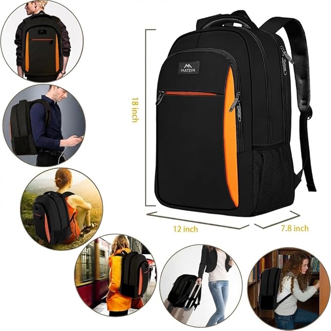 MATEIN Travel Laptop Backpack, Slim Sturdy College Laptops Backpack, Business Anti Theft Water Resistant Computer Bag Gift for Men & Women Fits 15.6 Inch Notebook