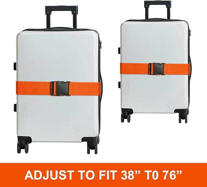 Luggage Straps,Suitcase Straps for Luggage and Add a Bag Luggage Straps for Suitcase,Travel Accessories for Connecting Suitcases or Smaller Packages Together (Orange 2 pcs)
