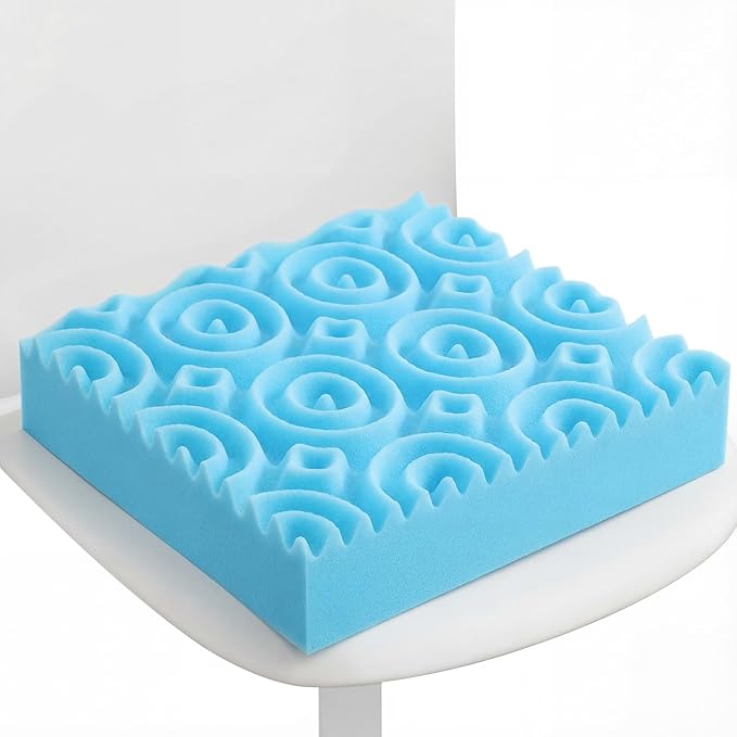 Geiserailie 1 Pcs Egg Foam Pad Eggs Chair Cushion to Relieve Back Foam Seat Cushion Chair Accessories Pad for Office Recliner Wheelchair Home Car (Flower, Blue)