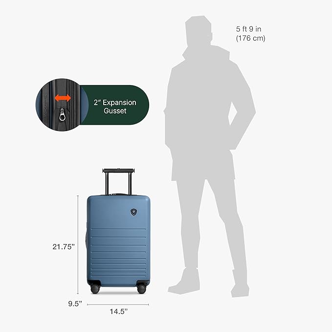 Traveler's Choice Markham Hardside Expandable Luggage with Double Spinner Wheels, Carry-On 21-Inch Suitcase, TSA Lock, 21-Inch, Navy