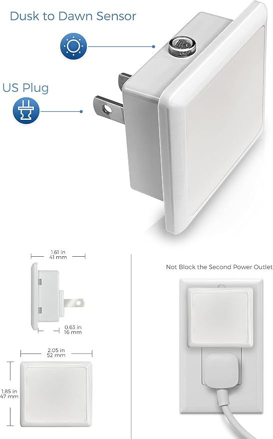 L LOHAS LED Night Light,Night Lights Plug into Wall, Dusk-to-Dawn Sensor | Plug in Night Light,5000K Daylight White 0.3W Bright Nightlight Auto-On/Off for Bedroom Bathroom Hallway [6-PACK]