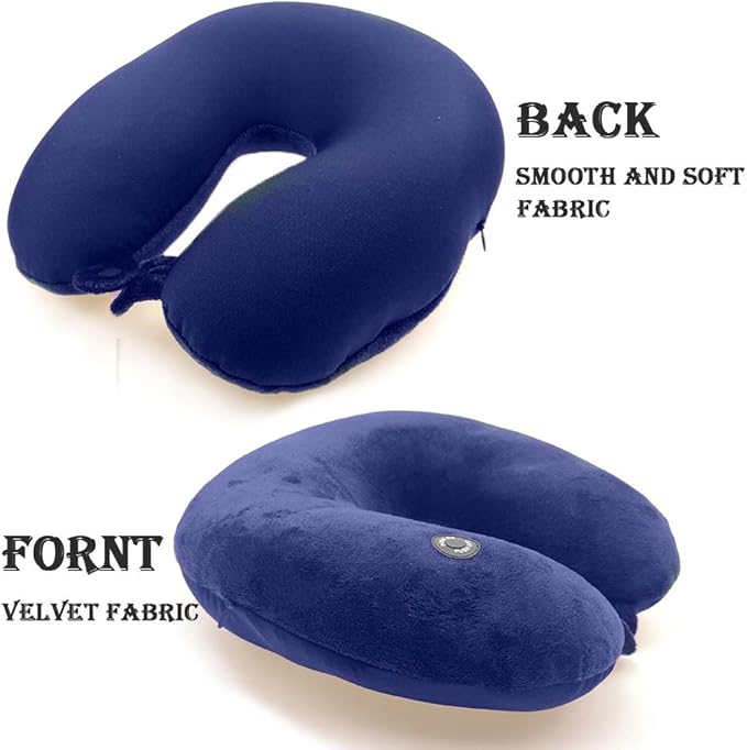 Hooshing Vibrating Neck Pillow Massage Therapy for Traveling Home Rest Portable Neck Pillows for Pain Relief Best Gift for Parents, Deep Blue