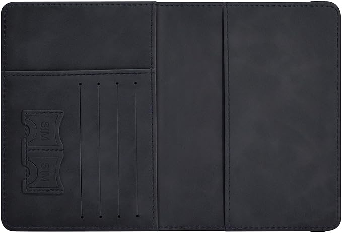 Passport Holder, Passport Cover with Credit Card Slot and Boarding Pass Slot Combo, Passport Wallet Case Book Travel Must Have, RFID Blocking Leather Travel Accessories, Black