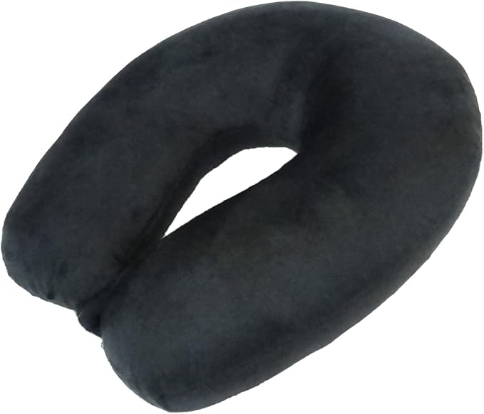 Adult Cozy Soft Microfiber Neck Pillow for Travel – Compact, Machine Washable - Perfect for Airplane, Car, or Home Use - Filled and Finished in The USA – Black