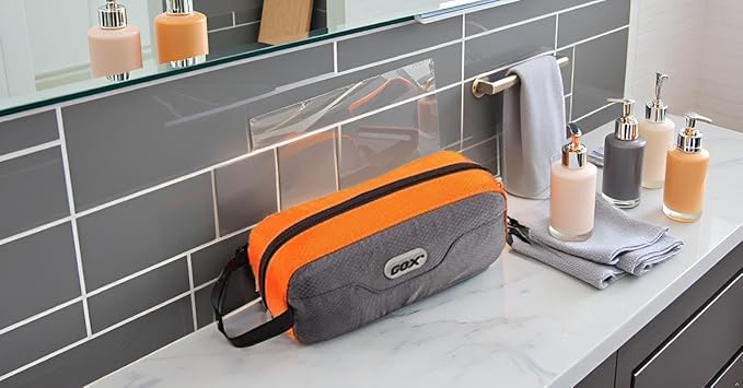 GOX Travel Toiletry Bag Dopp Kit Case for Men Multifunction Packing Organizer Pouch(Orange/Grey)