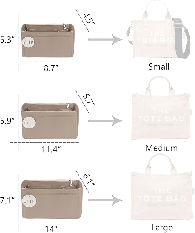 Purse Organizer Insert For Handbags, Tote Bag Organizer Insert, Compatible with MJ Tote and Onthego (Large, Beige)