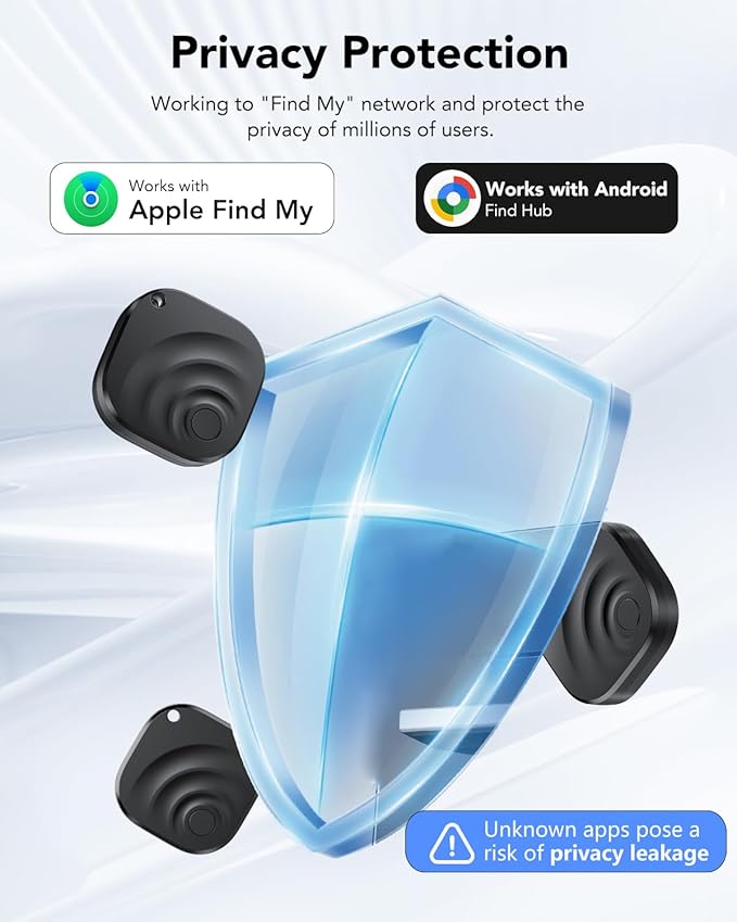 2026 Air Tracker Tags Item Locator for Android & iOS Bluetooth Tracker Smart Tags Compatible with Apple Find My (iOS) & Google's Find Hub(Android) for Keys, Luggage, Wallet, Vehicles (4 Pack Black)