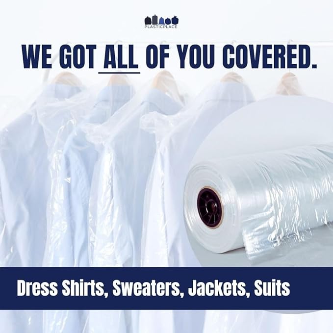 Plasticplace Clear Garment Bags, Protect Clothes from Dust, Dirt, Wrinkles, & Damage, Perfect for Dresses, Dry Cleaning, Storage, & Travel - Zippered, Made in USA 240 Count, 72" X 21" X 7"