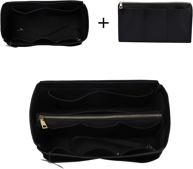 ZTUJO Purse Organizer Insert, Felt Bag Organizer with Metal Zipper, Handbag & Tote Shaper, For Speedy Neverfull Tote, 7 Sizes