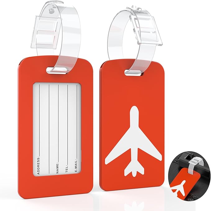 2 Pack Silicone Luggage Tag with Name ID Card Perfect to Quickly Spot Luggage Suitcase, TSA Approved, Luggage Identifiers for Suitcases and Bags, Privacy Protection Travel Suitcase Tags
