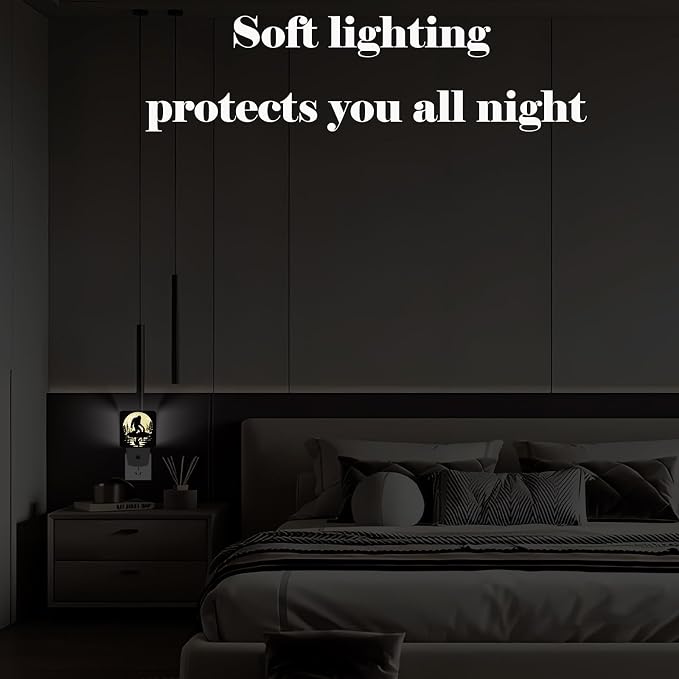 Big Foot Forest Moon Night Light,Plug-in Nightlights Auto Sensor Night Lamp Dusk-to-Dawn Lamp Home Decor for Nursery Children Girls Boys