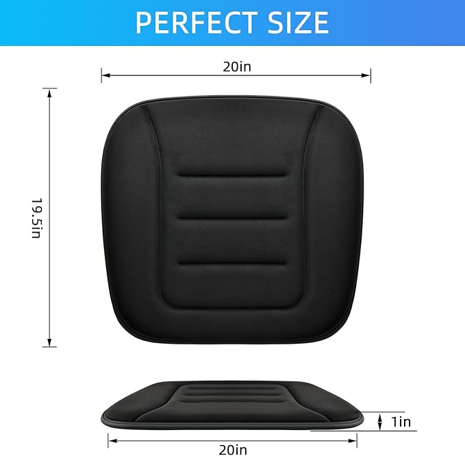 KAYI Car Seat Cushion, Memory Foam Car Seat Cushion, Anti Slip Rubber Bottom Car Seat Cushions for Driving, Suitable for Car and Office Chairs (Black)