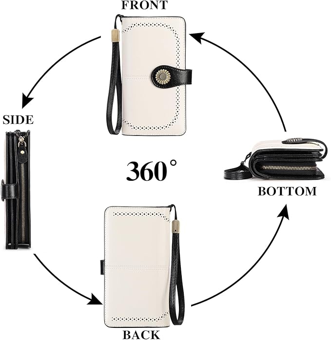 SENDEFN Wallets for Women Leather Credit Card Holder with RFID Blocking Large Capacity Wristlet | with RFID Blocking, Large Capacity, Wristlet, with RFID Blocking, Large Capacity, Wristlet