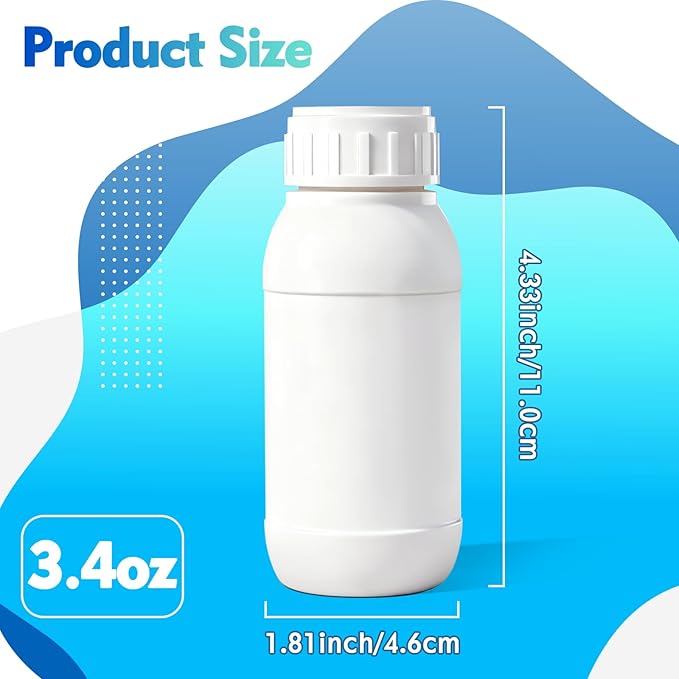 4Pack 3.4oz (100ml) BPA-Free Wide Mouth Plastic Travel Bottles - Empty Small Containers with Lids & Caps, EVOH High Barrier Leak Proof Storage for Toiletries, Samples, Medicine & Water