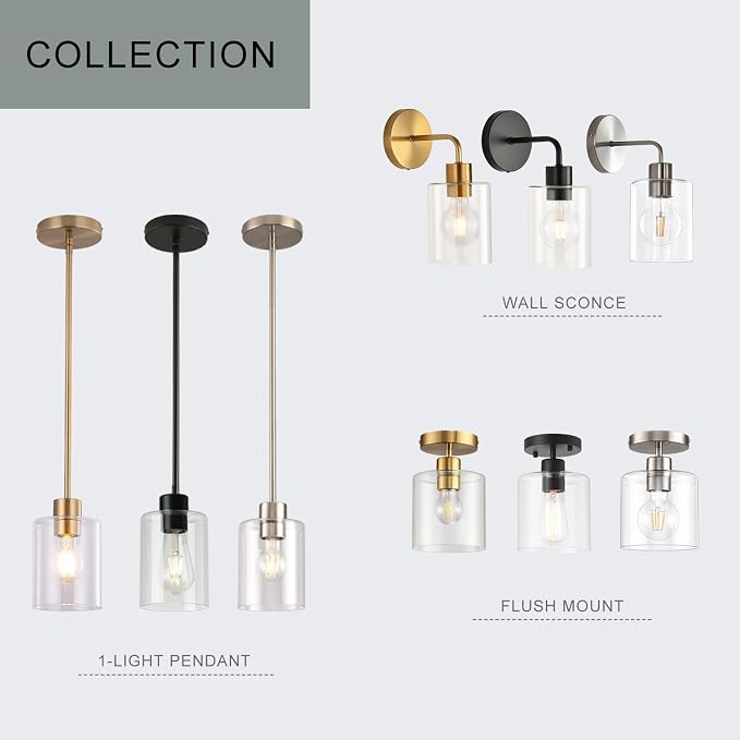 Modern Brass Semi Flush Mount Light Fixture for Entryway & Hallway, Gold Finish