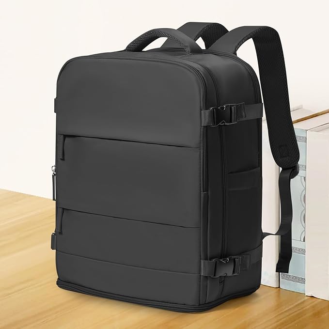 coowoz Travel Backpack Carry On for Women Man Gym Backpack with Laptop Compartment Mochila de Viaje Teacher Personal Item Backpacks Rucksack Airplane Accessories Must Haves,Black Small