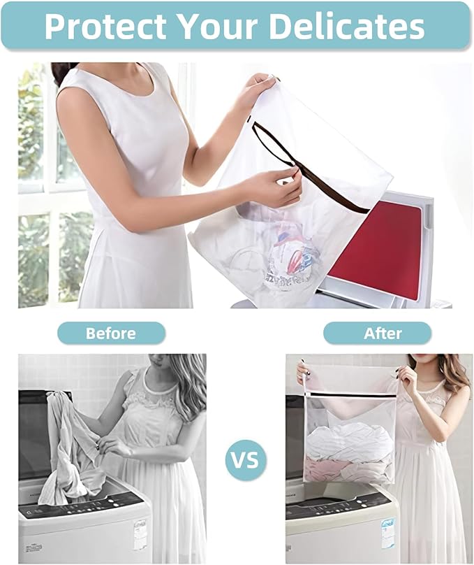 GOGOODA Mesh Laundry Bags for Delicates Durable Protective Wash Bags Travel Storage Bags for Intimates Lingerie, 3PCS (S,M,L)