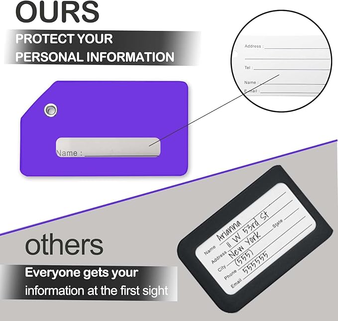 Luggage Tags for Suitcases, Quickly Spot 8Pcs Luggage Identifier Tags, Travel Essentials Accessories Name Tags for Backpacks, Suitcases, Travel Bags, Baggage, Cruise - Flexible Silicone (Purple)