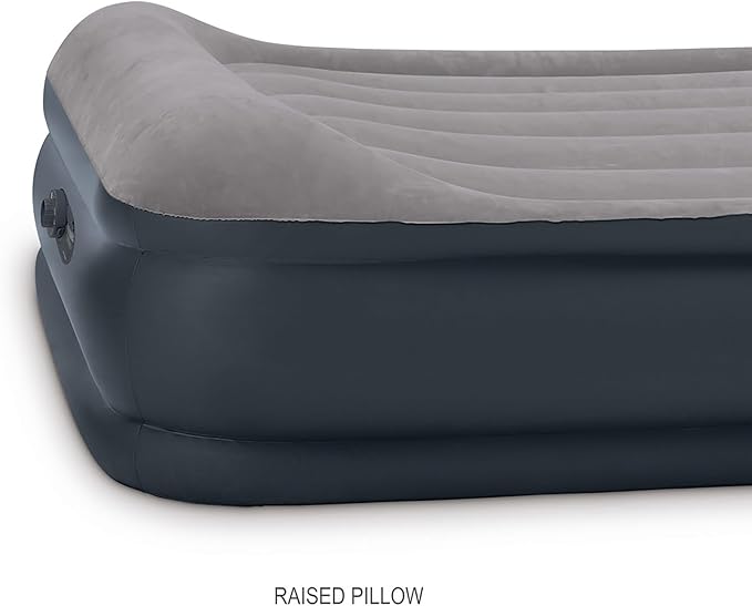 Intex 64131ED Dura-Beam Plus Deluxe Pillow: Fiber-Tech – Twin Size – Built-in Electric Pump-– 16.5in Bed Height-– 300lb Weight Capacity,(Pack of 3)
