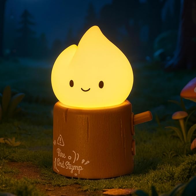 Candle Night Light, Flameless Flame Lamp, Rechargeable Fire Lights | Portable Campfire Light, Warm Flickering Decorative Lights, Halloween Decorations Indoor, Funny Gifts for Kids Childrens