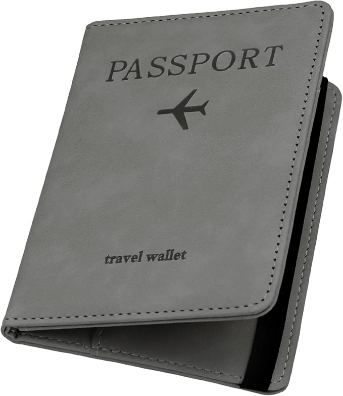 ILIYAH-Passport Cover-Passport Holder Travel Wallet-RFID Blocking Passport Case Travel Accessories Card Holder Wallet Unisex Travel Gifts (Grey)