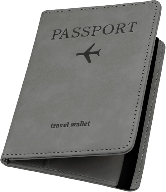 ILIYAH-Passport Cover-Passport Holder Travel Wallet-RFID Blocking Passport Case Travel Accessories Card Holder Wallet Unisex Travel Gifts (Grey)