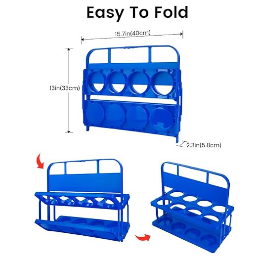 Bodaon 8 Cup Drink Carrier with Handle, Plastic Cup Carriers for Drinks, Drink Holder for Car, Take Out Delivery Drivers Accessories, Portable Foldable Reusable Mobile, Use for Food Delivery Bag, Blue