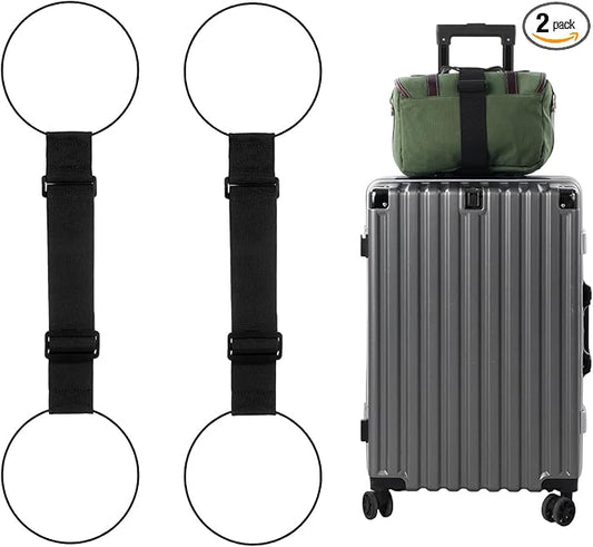 2 Pack Luggage Straps for Add a Bag Bungees, Suitcase Adjustable Belt 2-in-1 Luggage Straps Add a Bag for Suitcases Lightweight Easy Elastic Wrap Belts for Attaching Extra Bags