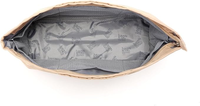 iN. Purse Organizer Insert with zipper, Nylon fabric Storage Bag with handles, for womens Handbags & Tote bags, neverfull, lightweight small sized Beige