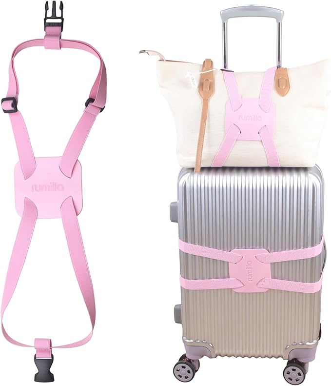 Luggage Bungee Strap for Suitcases - Add a Bag, Travel Bag Bungee Belt - Pink Luggage Strap (1PCS)