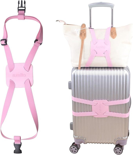 Luggage Bungee Strap for Suitcases - Add a Bag, Travel Bag Bungee Belt - Pink Luggage Strap (1PCS)